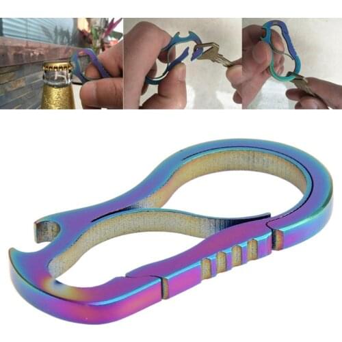 Titanium Alloy Carabiner Hook EDC Mini Bottle Opener Outdoor Carabiner Metal Fast Buckle Keychain Camping Climbing Accessories