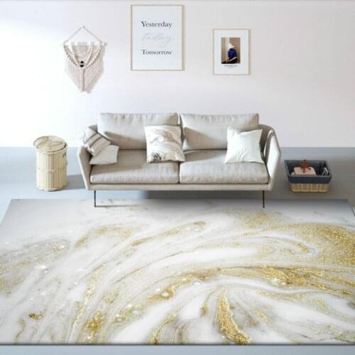 Fashion Modern Nordic Abstract White Gold Marble Kitchen Living Room Bedroom Bedside Carpet Floor Mats Custom