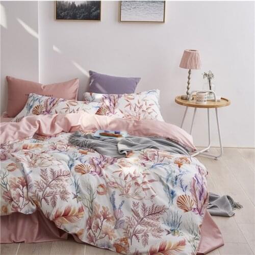 Multic Color Leaf Birds Print Bedding Set Luxury Egyptian Cotton Soft Queen King Size Bedding Sets Sheet Duvet Cover Set Bed