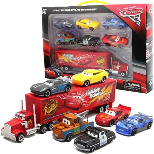 Set Disney Pixar Car 3 Lightning McQueen Jackson Storm Mack Uncle Truck 1:55 Diecast Metal Car Model Toy Boy Christmas Gift
