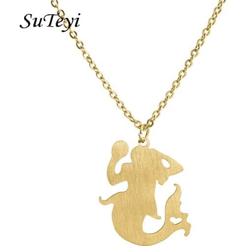 SUTEYI Myths Fairy Necklace High Quality Stainless Steel Elegant Sea-maid Pendant Link Chain Necklace Fashion Summer Jewelry