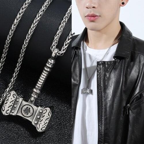 Thor Hammer Necklace NORRON Superhero vengers Dark World Necklace Mjolnir Pendant Necklace Men Viking Biker Jewelry