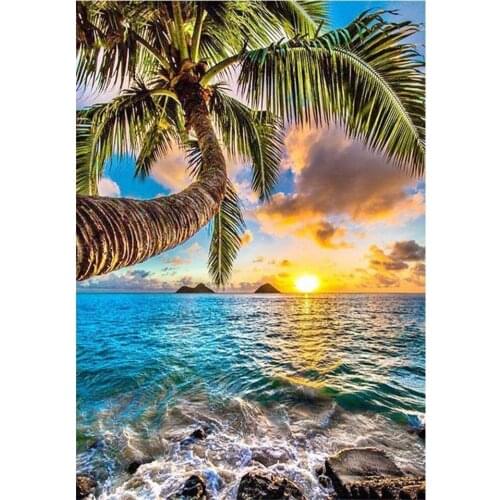 Full Square/Round Drill Diamond Mosaic Scenery Sea Tree Handmade Gift 5D DIY Diamont Painting Landscape Needlework Home Decor