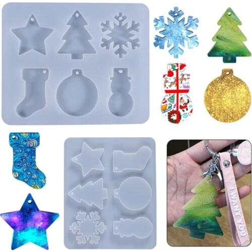 Christmas Snowflake Snowman Epoxy Resin Mold Pendants Ornaments Silicone Mould DIY Crafts Decorations Jewelry Mold