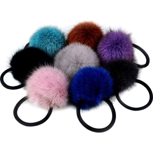 LFPU Lovely Elastic Rubber Bands Fox Fur Accessories For Women Tie Hair Jewelry