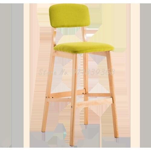 Nordic Solid Wood Bar Chair Bar Chair Retro American Bar Chair Modern Simple High Stool Back Creative Bar Stool