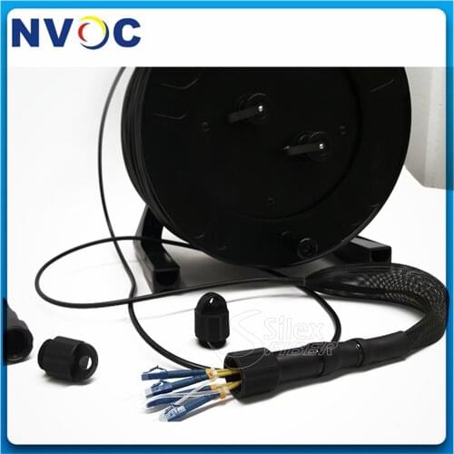 SM,8C,G657A1,LSZH Armored Black Cable,5.0mm,2pcs PDLC/UPC(8cores) Fiber Patch cord,200M+4C SM 50M100M PDLC Armoured Fiber Jumper