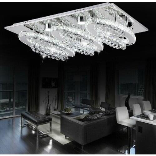 Modern crystal lights led lamp modern rectangle ceiling lights stainless steel lustre crystal light fixture art deco lamp