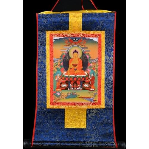 Special Offer -Wholesale Buddhist articles # 60 CM Thang-ga Thangka # efficacious Protection Greco-Buddhist Sakyamuni Buddha art