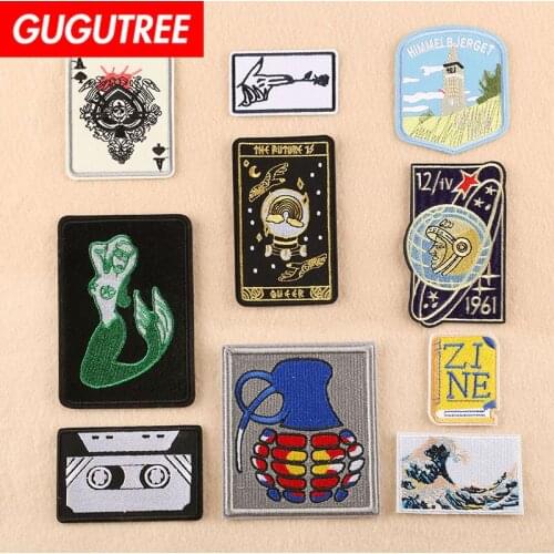GUGUTREE embroidery scenery patch animal cartoon patches badges applique patches for clothing DK-42
