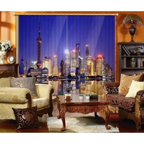High quality custom 3d curtain fabric night view 3d curtains