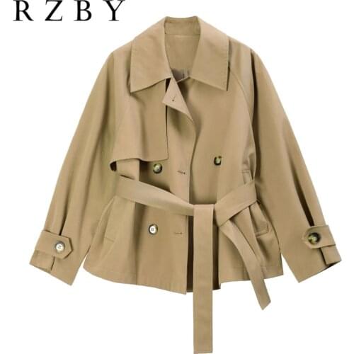 Double Waist Drawstring Breasted Jacket Women 2021 Autumn Fashion Korean Style Temperament Coat All Matched Female RZBY484