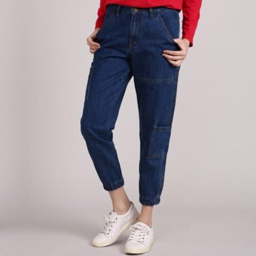 Women Denim Pants Autumn Spring High Waist Straight Bodyfriend Style Casual Jeans Ankle Length Casual Pants TA6803