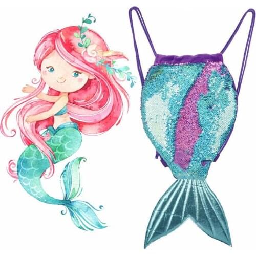 Mermaid tail Sequin fashion Drawstring Bag girl Backpack Unicorn Sequin European bag
