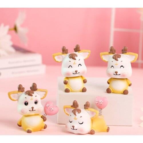 ZOCDOU 1 Piece Cartoon Cute Deer Small Statue Little Figurine Crafts Figure Ornament Miniatures