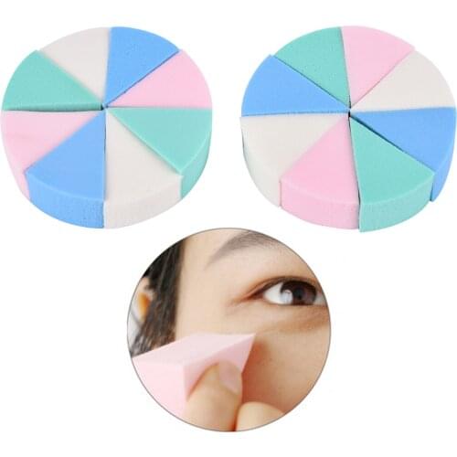 8pcs Makeup Sponge Triangle Shaped Candy Color Soft Magic Face Cleaning Cosmetic Puff Cleansing Wash Face Makeup Esponja