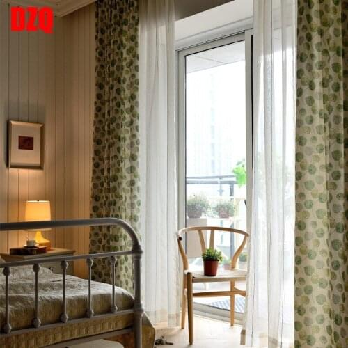 American Pastoral Plant Printing Curtains Blackout Curtains for Living Room Bedroom Finished Gauze Curtain Customization