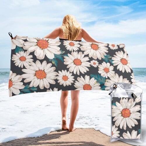 Bath Towel Daisy Flower Quick Dry Large Towel Thin Absorbent Soft Towel for Home Travel Camping Swimming Beach Sport