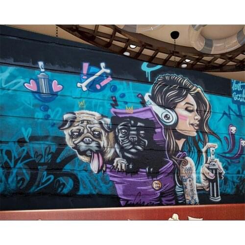 Beibehang Personality wallpaper KTV bar fashion girl graffiti photo mural wallpaper 3D modern home decoration wallpaper murals