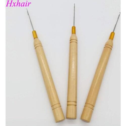 Freeshipping - 20pcs Wooden Handle Pulling Needle / Micro Rings / Loop Hair Extension Tools