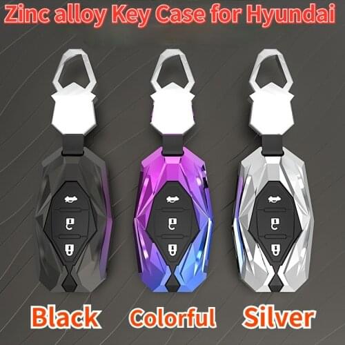 Zinc Alloy Key Fob Shell Cover Case for Hyundai Creta I10 I20 Tucson Elantra Santa Fe 2016 2017 2018 Key Case Keychain
