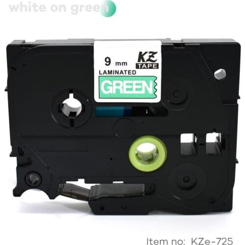 Cidy 1pcs compatible P-touch TZe label tape tz725 tze725 tze 725 tz 725 white on green for brother