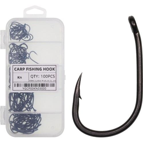 ICERIO 100pcs Fishing Hooks Set Carbon Steel Single Circle Fishhook Fly Fishing Jig Barbed Carp Hooks Sea Tackle Accessories