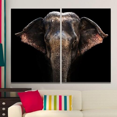Canvas Painting Wall Art African Elephant poster Nordic Modular 2 sheets Animal picture living room Decorative Paintings
