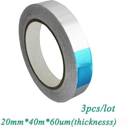 More convenient 3pcs/lot 20MM*40M*0.06MM aluminum foil adhesive tape temperature metal aluminum foil tape