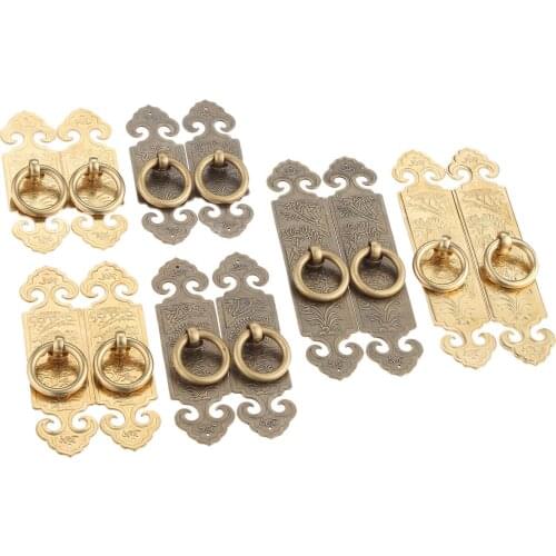 1 pair/2Pcs Brass Wood Box Cabinet Copper Pull Knob 10cm/12cm/15cm Antique Chinese Straight Furniture Handle Door Hardware