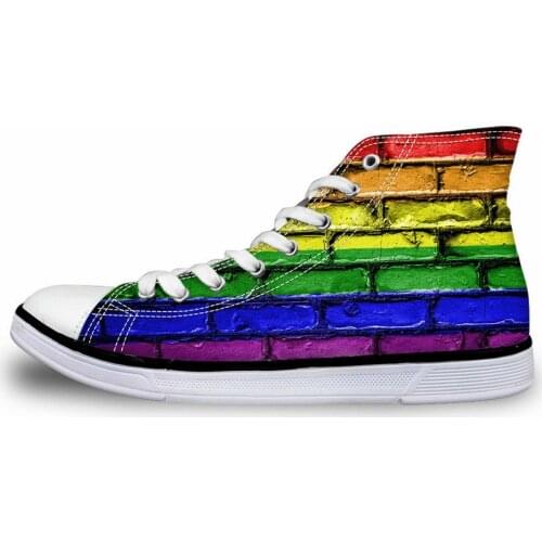 NOISYDESIGNS Hot Selling Spring High Top Men Vulcanize Shoes Colorful Paint Printed Canvas Flat Shoes for Boy Student Male Shoes