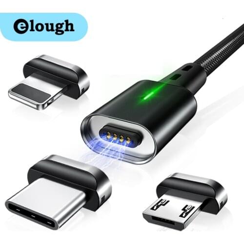 Elough Magnetic Cable 3A Quick Charge Micro USB Cable For iPhone Xiaomi Samsung QC 3.0 Fast Charging Type C Data Cable Wire Cord