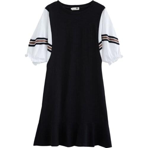 Sweet Dresses Women 2020 Summer Street Hipster Girl Collage Short Sleeve Round Neck Pencil Dress Black