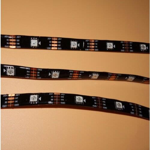 Addressable 5m 30LEDs/m DC5V WS2813 RGB led pixel strip,waterproof by silicon coating;IP65,with 30pixels/M;BLACK PCB