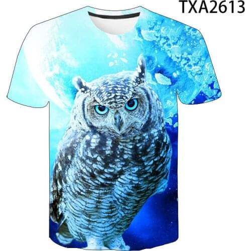 2020 New Summer Owl 3D T shirt Short Sleeve Men Women Children Fashion Streetwear Boy Girl Kids Printed T-shirt Cool Tops Tee