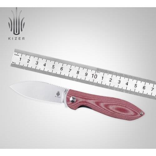 Kizer Hunting Folding Knife V3579N3 Infinity Red Micarta Handle 2021 New N690 Steel Flipper Outdoor Survival Camping Knife