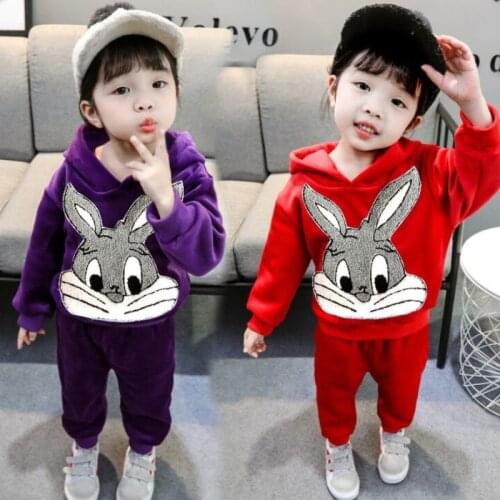 Girls' Autumn Golden Velvet Suit Childrens Sports Girls Net Red Foreign Style Girls Two Piece Spring and Autumn Suit