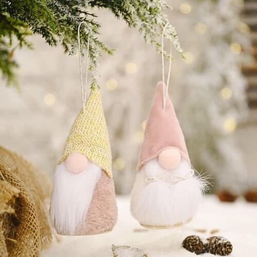 Plush Cap Festival Decoration Wooden Faceless Doll Pendant Merry Christmas Decoration for Home 2020 Xmas Navidad Gifts New Year