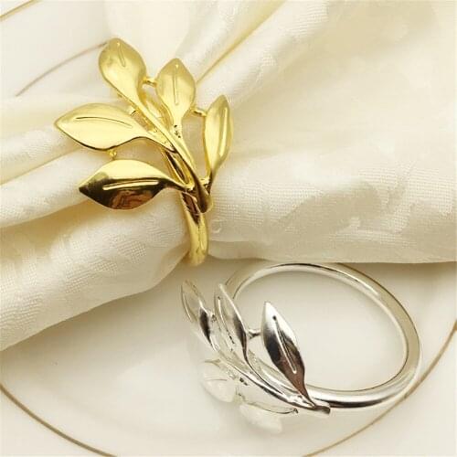 12 / PCS direct selling high-end Western Restaurant Hotel napkin ring alloy willow leaf how many napkin buckle napkin ring