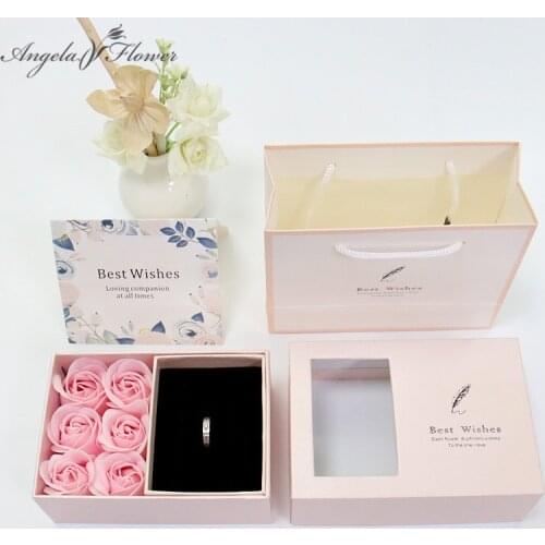 Rose Soap Flower Gift Box Window Jewelry Storage Box Packaging Gift Box Birthday Wedding Party Valentine’s Day Gifts Home Decor