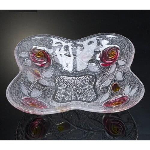 Retro Glass Fruit Plate Creative Fruit Plate Old people like the living room decoration large snack plate