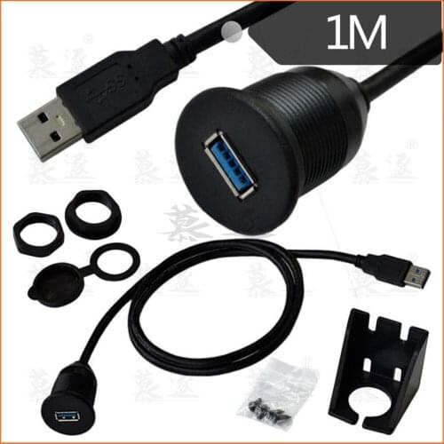 USB 3.0 Panel Flush Mount Extension Cable With Buckle for Car Truck Boat Motorcycle Dashboard 1M 3FT