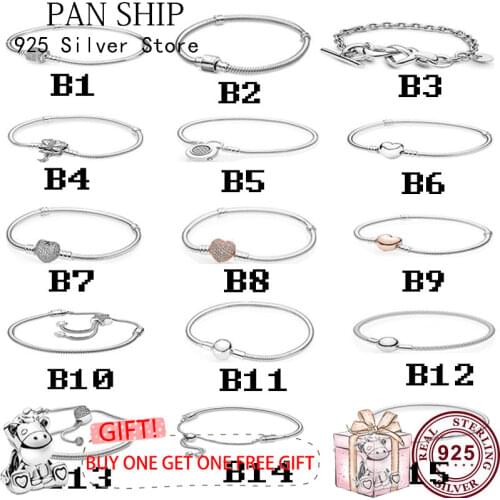 2020 New Sterling Silver Pan Bracelet Heart Shaped Lock Retractable Bracelet Suitable For Womens Wedding Party Fashion Jewelry