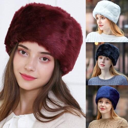 Spring Winter Fashion Womens Hats Lady Fluff Cap Soft Warm Faux Fur Beanies Ear Protect Cute Casual Hat Headgear Headdress
