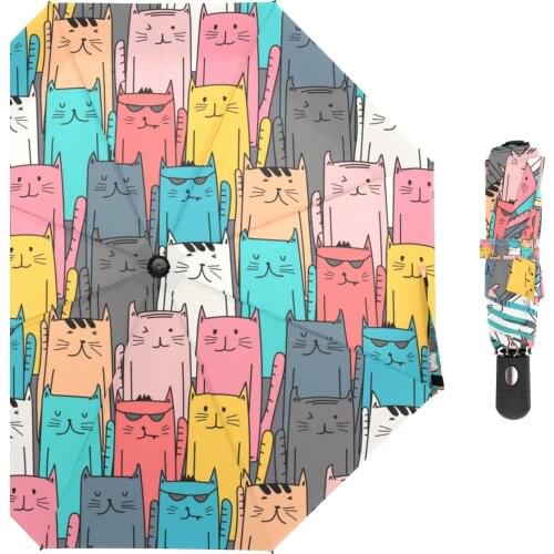 Newest Full Automatic Cat Umbrellas Three Folding Male Female Cartoon Umbrella Rain Women Windproof Luxury Umbrella for Kids