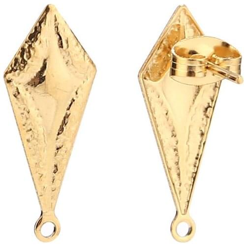 10pcs/lot Stainless Steel Gold Plated Rhombus Embossing Earrings 9*21mm Bohemia Charm Earring Accessories DIY Jewelry Making