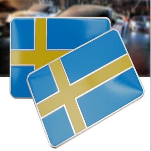 2Pcs/Lot Car Styling Sweden Flag Car Sticker Emblem Decal Badge For Cars The Whole Body Stickers