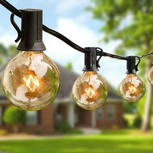 25FT 50FT Fairy Garden Lawn Light Outdoor Waterproof G40 Incandescent Bulbs String Light For Christmas Party Wedding Patio Decor