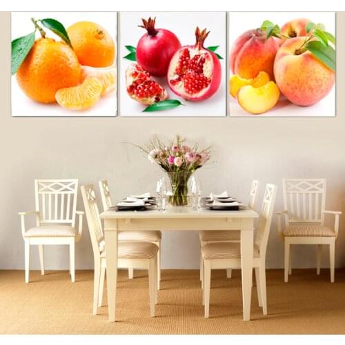 3 Pieces Nordic Fresh Fruits Posters Wall Art Canvas Picture Home Decor Decorative Paintings for Living Room Bedroom Decoration