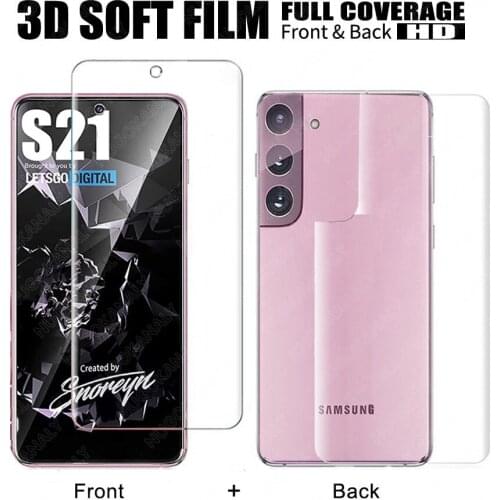 3D Full Cover Soft Hydrogel Clear Film for Samsung Galaxy S21 Ultra Plus Note 10 Lite A51 71 A50 A70 M30s M40 (Not Glass)